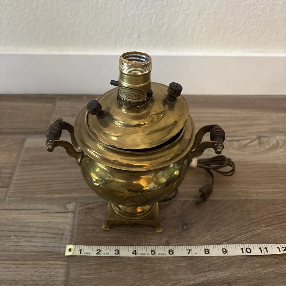 Vintage Brass Samovar Table Lamp Beautiful Lamp Used, Tested, Working 10